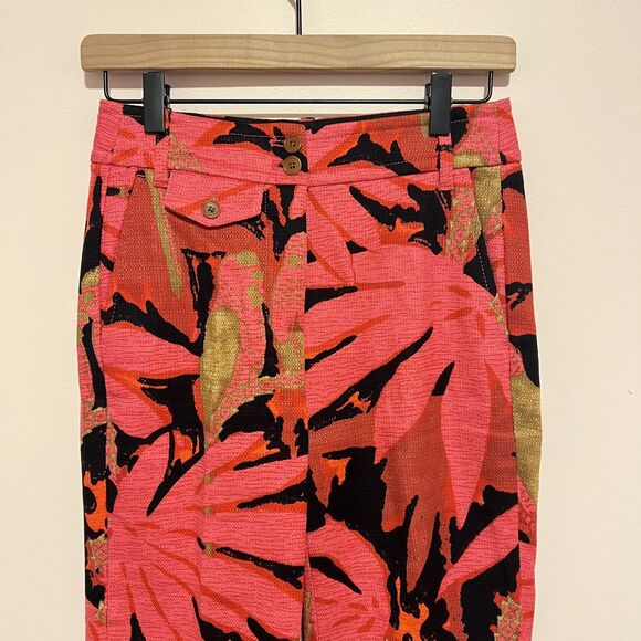 J. Crew High-Waisted Kickout Crop Pant Trousers in Palm-Print Grasscloth 00 - Picture 8 of 10